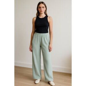 ELAA The Label Cotton Gauze Wide Leg Pants Womens S Seafoam Green Boho